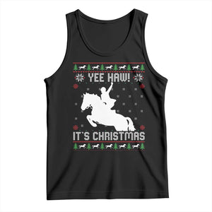 Yee Haw It Is Christmas Tank Top Funny Ugly Xmas Rodeo Gift For Cowgirl TS12 Black Print Your Wear