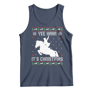 Yee Haw It Is Christmas Tank Top Funny Ugly Xmas Rodeo Gift For Cowgirl TS12 Navy Print Your Wear
