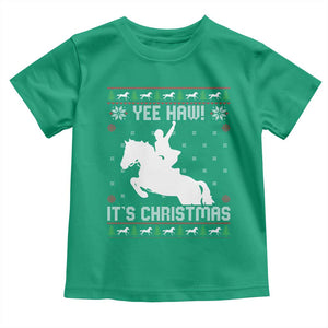 Yee Haw It Is Christmas Toddler T Shirt Funny Ugly Xmas Rodeo Gift For Cowgirl TS12 Irish Green Print Your Wear