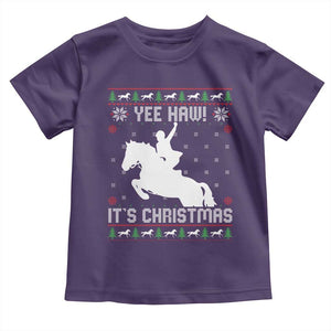 Yee Haw It Is Christmas Toddler T Shirt Funny Ugly Xmas Rodeo Gift For Cowgirl TS12 Purple Print Your Wear