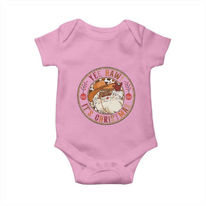 Yee Haw It Is Christmas Baby Onesie Funny Black Santa Cowboy TS12 Light Pink Print Your Wear