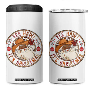 Yee Haw It Is Christmas 4 in 1 Can Cooler Tumbler Funny Black Santa Cowboy TS12 One Size: 16 oz White Print Your Wear