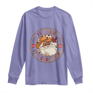 Yee Haw It Is Christmas Long Sleeve Shirt Funny Black Santa Cowboy TS12 Violet Print Your Wear