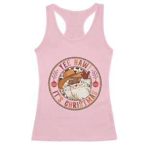 Yee Haw It Is Christmas Racerback Tank Top Funny Black Santa Cowboy TS12 Light Pink Print Your Wear