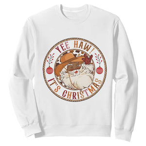 Yee Haw It Is Christmas Sweatshirt Funny Black Santa Cowboy TS12 White Print Your Wear