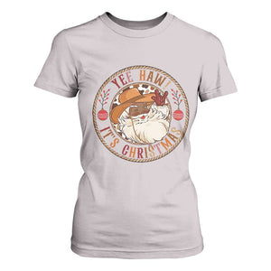 Yee Haw It Is Christmas T Shirt For Women Funny Black Santa Cowboy TS12 Ice Gray Print Your Wear