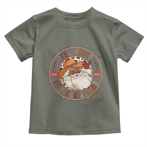 Yee Haw It Is Christmas Toddler T Shirt Funny Black Santa Cowboy TS12 Military Green Print Your Wear