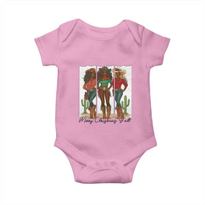 Merry Christmas Y'all Baby Onesie Funny Western Holiday Gift For Cowgirl TS12 Light Pink Print Your Wear