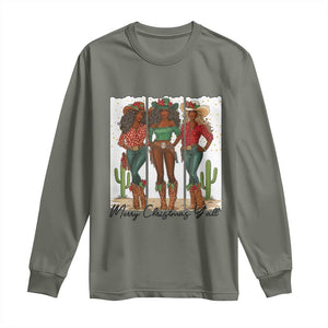 Merry Christmas Y'all Long Sleeve Shirt Funny Western Holiday Gift For Cowgirl TS12 Military Green Print Your Wear