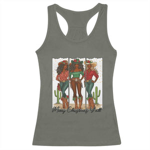 Merry Christmas Y'all Racerback Tank Top Funny Western Holiday Gift For Cowgirl TS12 Military Green Print Your Wear