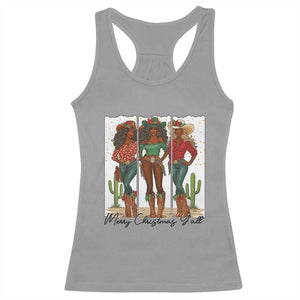 Merry Christmas Y'all Racerback Tank Top Funny Western Holiday Gift For Cowgirl TS12 Sport Gray Print Your Wear