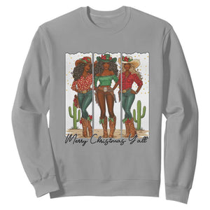 Merry Christmas Y'all Sweatshirt Funny Western Holiday Gift For Cowgirl TS12 Sport Gray Print Your Wear
