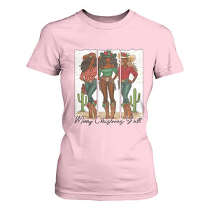 Merry Christmas Y'all T Shirt For Women Funny Western Holiday Gift For Cowgirl TS12 Light Pink Print Your Wear