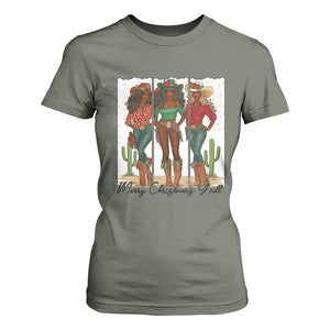 Merry Christmas Y'all T Shirt For Women Funny Western Holiday Gift For Cowgirl TS12 Military Green Print Your Wear