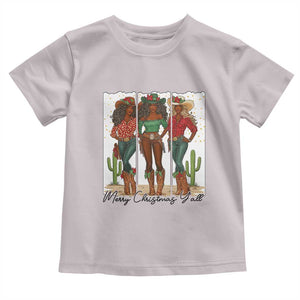Merry Christmas Y'all Toddler T Shirt Funny Western Holiday Gift For Cowgirl TS12 Ice Gray Print Your Wear