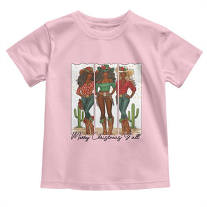 Merry Christmas Y'all Toddler T Shirt Funny Western Holiday Gift For Cowgirl TS12 Light Pink Print Your Wear