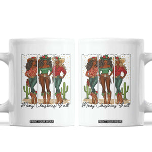 Merry Christmas Y'all Coffee Mug Funny Western Holiday Gift For Cowgirl TS12 White Print Your Wear