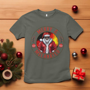 Black Santa Merry And Melanated T Shirt Christmas Holiday Gift TS12 Military Green Print Your Wear
