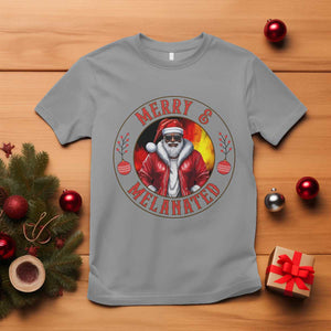 Black Santa Merry And Melanated T Shirt Christmas Holiday Gift TS12 Sport Gray Print Your Wear