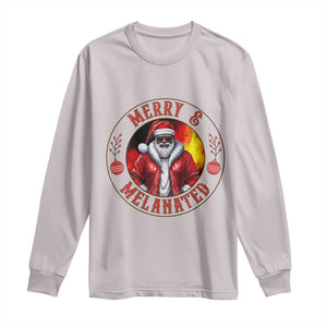 Black Santa Merry And Melanated Long Sleeve Shirt Christmas Holiday Gift TS12 Ice Gray Print Your Wear