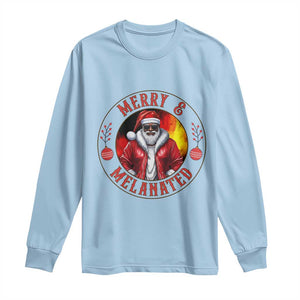 Black Santa Merry And Melanated Long Sleeve Shirt Christmas Holiday Gift TS12 Light Blue Print Your Wear