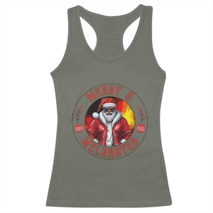 Black Santa Merry And Melanated Racerback Tank Top Christmas Holiday Gift TS12 Military Green Print Your Wear