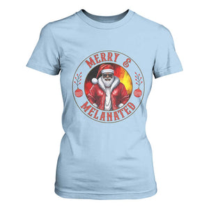 Black Santa Merry And Melanated T Shirt For Women Christmas Holiday Gift TS12 Light Blue Print Your Wear
