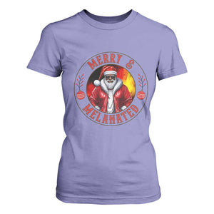 Black Santa Merry And Melanated T Shirt For Women Christmas Holiday Gift TS12 Violet Print Your Wear