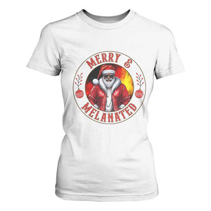 Black Santa Merry And Melanated T Shirt For Women Christmas Holiday Gift TS12 White Print Your Wear