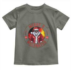 Black Santa Merry And Melanated Toddler T Shirt Christmas Holiday Gift TS12 Military Green Print Your Wear