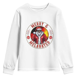 Black Santa Merry And Melanated Youth Sweatshirt Christmas Holiday Gift TS12 White Print Your Wear