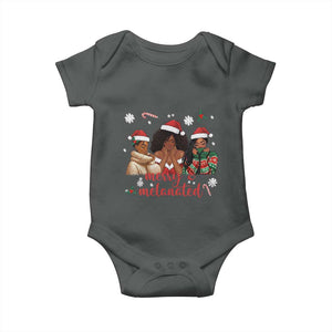 Melanin Christmas Baby Onesie Merry And Melanated Holiday Gift For Girl TS12 Dark Heather Print Your Wear