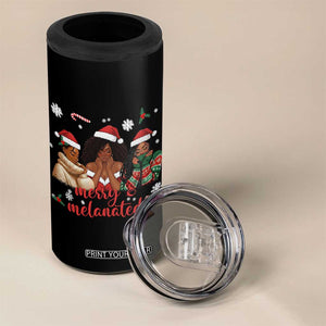 Melanin Christmas 4 in 1 Can Cooler Tumbler Merry And Melanated Holiday Gift For Girl TS12 Print Your Wear