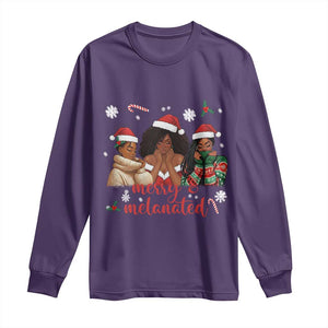 Melanin Christmas Long Sleeve Shirt Merry And Melanated Holiday Gift For Girl TS12 Purple Print Your Wear