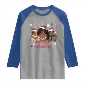 Melanin Christmas Raglan Shirt Merry And Melanated Holiday Gift For Girl TS12 Sport Gray Royal Print Your Wear