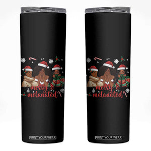 Melanin Christmas Skinny Tumbler Merry And Melanated Holiday Gift For Girl TS12 Black Print Your Wear