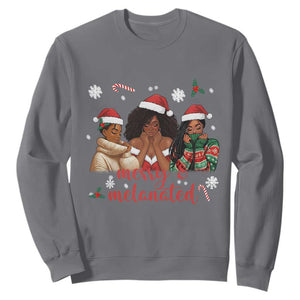 Melanin Christmas Sweatshirt Merry And Melanated Holiday Gift For Girl TS12 Charcoal Print Your Wear