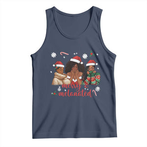 Melanin Christmas Tank Top Merry And Melanated Holiday Gift For Girl TS12 Navy Print Your Wear