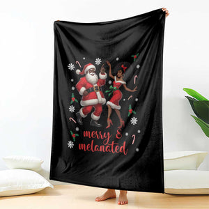 African American Christmas Throw Blanket Funny Dancing Black Santa And Mrs Claus Merry And Melanated TS12 Print Your Wear