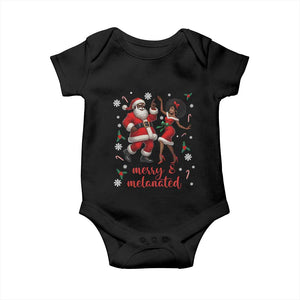African American Christmas Baby Onesie Funny Dancing Black Santa And Mrs Claus Merry And Melanated TS12 Black Print Your Wear