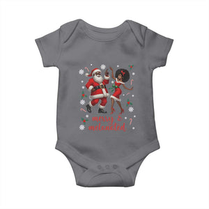 African American Christmas Baby Onesie Funny Dancing Black Santa And Mrs Claus Merry And Melanated TS12 Charcoal Print Your Wear