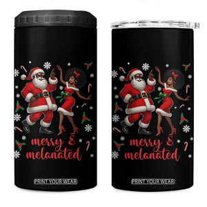 African American Christmas 4 in 1 Can Cooler Tumbler Funny Dancing Black Santa And Mrs Claus Merry And Melanated TS12 One Size: 16 oz Black Print Your Wear