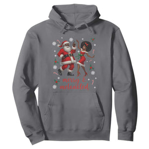African American Christmas Hoodie Funny Dancing Black Santa And Mrs Claus Merry And Melanated TS12 Charcoal Print Your Wear