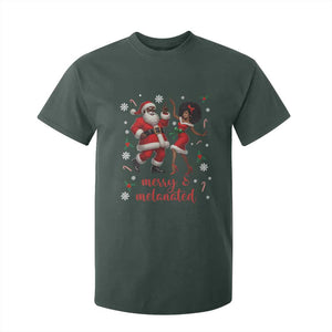 African American Christmas T Shirt For Kid Funny Dancing Black Santa And Mrs Claus Merry And Melanated TS12 Dark Forest Green Print Your Wear
