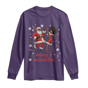 African American Christmas Long Sleeve Shirt Funny Dancing Black Santa And Mrs Claus Merry And Melanated TS12 Purple Print Your Wear