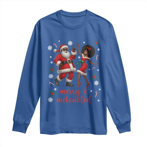 African American Christmas Long Sleeve Shirt Funny Dancing Black Santa And Mrs Claus Merry And Melanated TS12 Royal Blue Print Your Wear