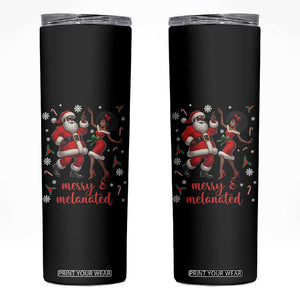 African American Christmas Skinny Tumbler Funny Dancing Black Santa And Mrs Claus Merry And Melanated TS12 Black Print Your Wear