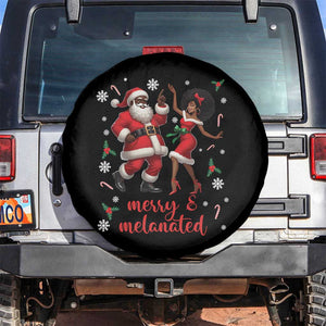 African American Christmas Spare Tire Cover Funny Dancing Black Santa And Mrs Claus Merry And Melanated TS12 No hole Black Print Your Wear