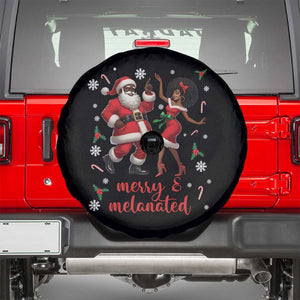 African American Christmas Spare Tire Cover Funny Dancing Black Santa And Mrs Claus Merry And Melanated TS12 Black Print Your Wear