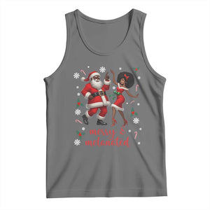 African American Christmas Tank Top Funny Dancing Black Santa And Mrs Claus Merry And Melanated TS12 Black Heather Print Your Wear